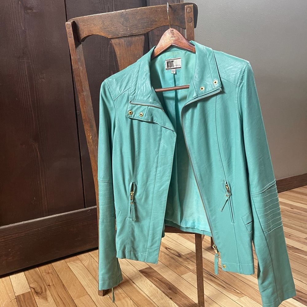 Turquoise leather jacket
